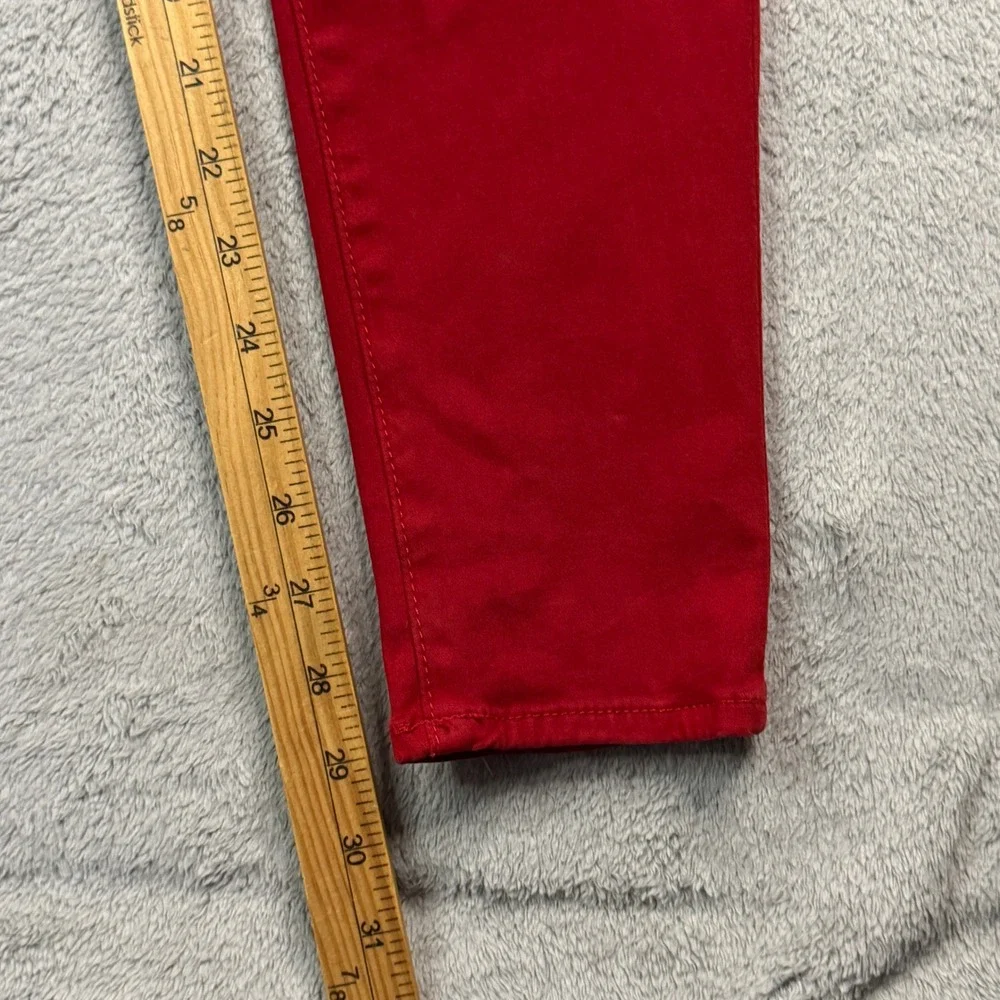 7 For All Mankind Women Red Skinny Jeans Size 30 Stretch Cotton Blend Pant